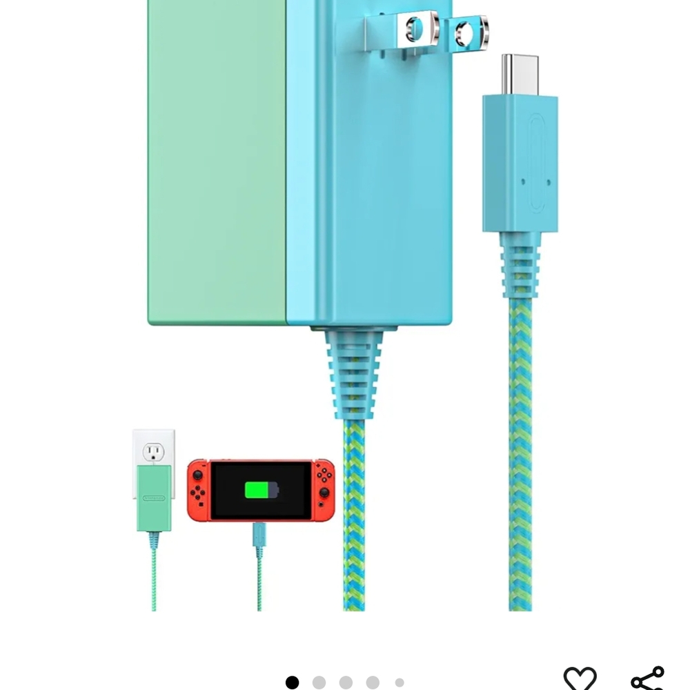Nintendo Switch Charger - Blue and Green